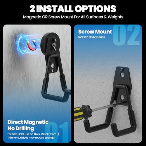 4 Pack Large Magnetic Hooks Heavy Duty Extra Strong Magnetic Garage Hooks Big - Image 7