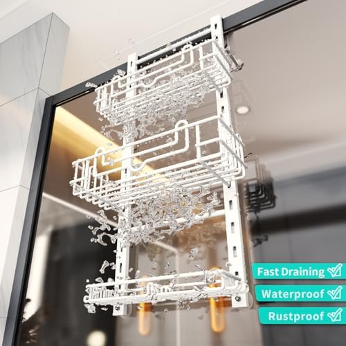 HapiRm 3 Tier Over the Door Shower Caddy, Hanging Shower Caddy - Image 3