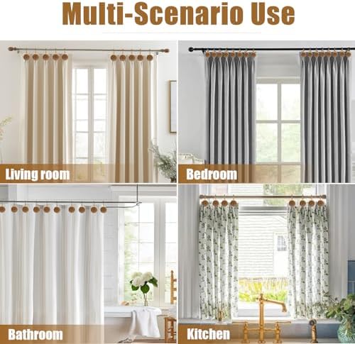 Shower Curtain Hooks, Wood Decorative Shower Curtain Rings, Modern Round Log - Image 6