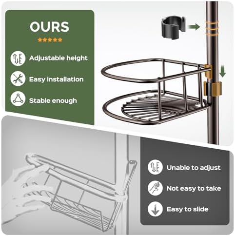 HAMITOR Corner Bathroom Organizer, 4-Tier Tension Pole Shower Caddy - Image 3