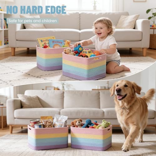 5 Pack Woven Storage Baskets, Decorative Storage Bins - Image 3