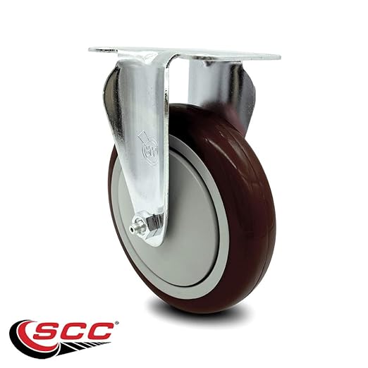 Service Caster Brand Replacement Caster for Uline Caster H-5540R-Rigid Top Plate Caster with 5 Inch Maroon Polyurethane Wheel-Light Duty Replacement Caster-Fits Cart, Dollies and Poly Box Truck H-3840