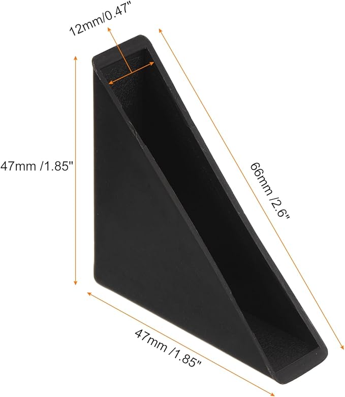 uxcell 20Pcs Plastic Corner Protectors 12x66mm Triangle Shape Glass Corner Guards Cushion for Corner Protection of Glass, Mirror, Tile, Black