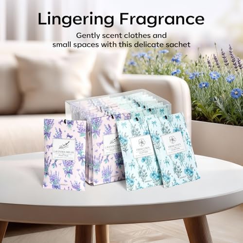 MYARO 20Pcs Lavender Linen Scented Sachets, Closet Deodorizer Car Freshener - Image 6