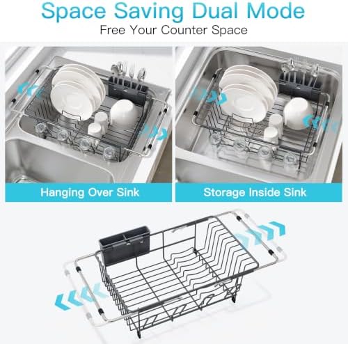 JASIWAY Gray Dish Drying Rack in Sink, Dish Drainer - Image 2