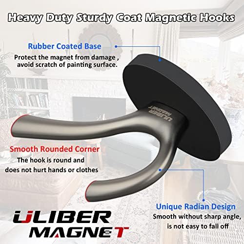 ULIBERMAGNET Strong Magnetic Double Hooks, 2 Pack Heavy Duty Sturdy Coat - Image 6