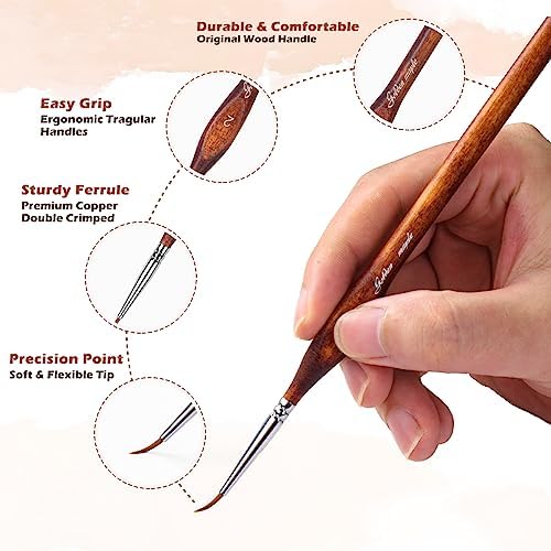 Golden Maple Miniature Model Paint Brushes-10pcs Micro Detail Paint Brush Set - Image 2