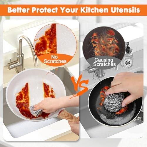 COBETE Non Scratch Wire Dishcloth, Double-Layer Wire Dishwashing Rags - Image 2