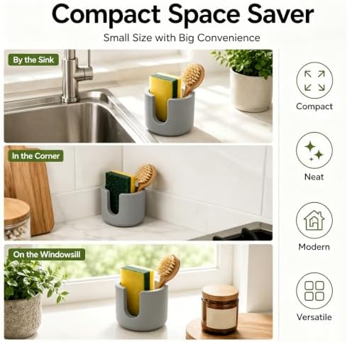 Diatomite Stone Sponge Holder, Compact Sponge Caddy - Image 7