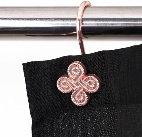 Rose Gold Shower Curtain Hooks: Rust Proof Metal Curtain Rings - Image 3