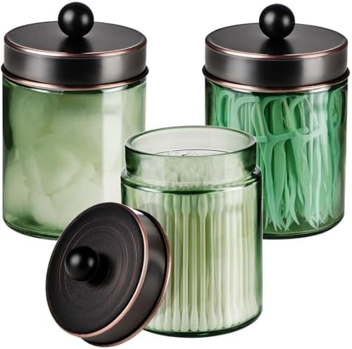 3 Pack Apothecary Jar Canisters Bathroom Vanity Organizer by Komashr