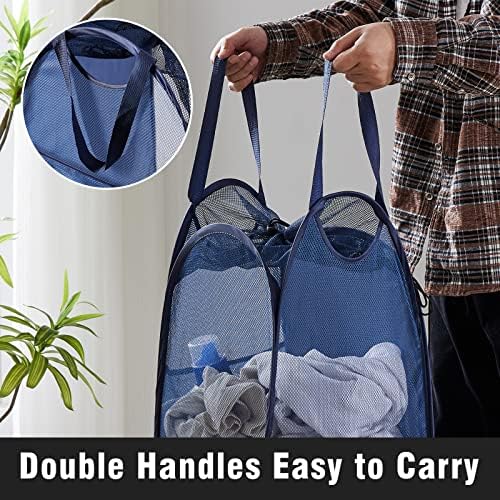 TECHMILLY Collapsible Mesh Pop Up Laundry Hamper - Image 6