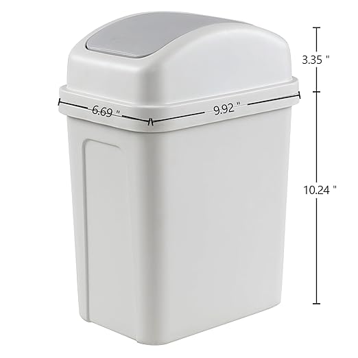 1.8 Gallon Plastic Swing Lid Waste Can, Slim Garbage Bins with Lid, Grey