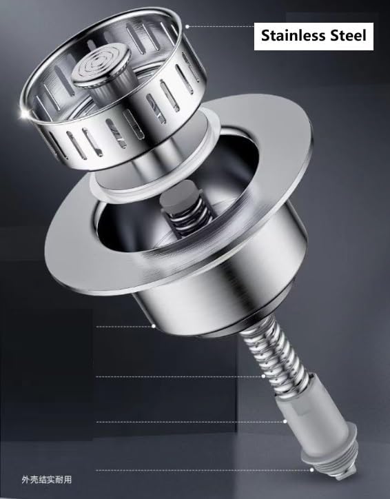 Upgrade Your Kitchen with a 304 Stainless Steel Sink Drain Strainer & Stopper – Durable, Rust-Resistant, and Easy-to-Clean for a Clog-Free Sink. Perfect for Any Modern Kitchen!