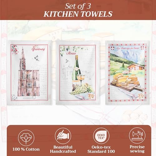 Maison d' Hermine Kitchen Towels Set of 3 Reusable 100% Cotton 27.50" x 20" - Image 2