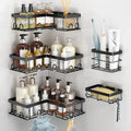 Liuoud Corner Shower Caddy 5 Pack Adhesive Stainless Steel Organizer Black by Liuoud