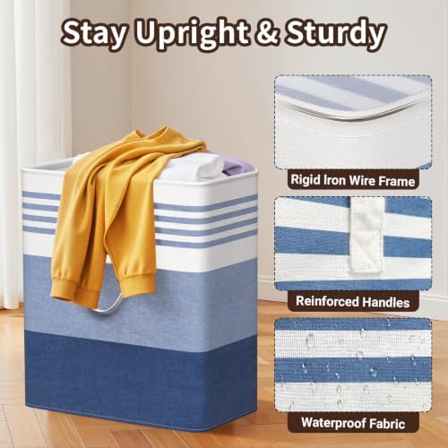 WOWBOX 2 Pack Laundry Baskets, Collapsible Dirty Clothes Laundry Hampers - Image 3