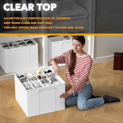SpaceAid Shoe Organizer for Closet, 2 Pack Foldable Shoe Storage Containers - Image 4