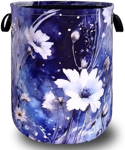 Blue Daisy Floral Laundry Basket Oxford Cloth Foldable Hamper 18.9x16.5 In by Unknown
