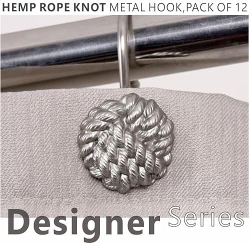 Brushed Nickel Shower Curtain Hooks: Rust Proof Metal Curtain Rings - Image 4