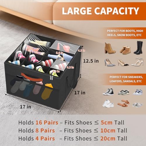 Aokeyee 2 Pack Shoe Organizer for Closet, Stackable Shoe Storage Box - Image 2