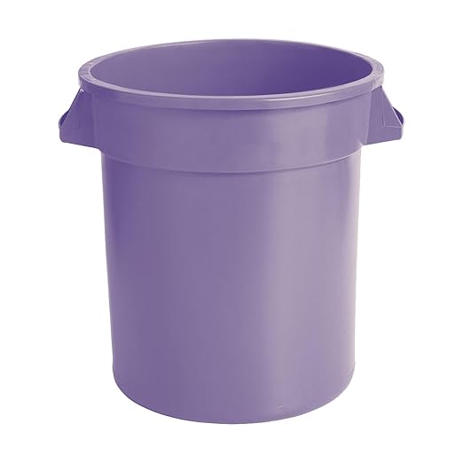 PRO&Family Commercial Round Trash Can, Ingredient Bin, Heavy-Duty Plastic, Anti-Static, Kitchen, Office, Outdoor Use (Purple, 20 Gallon)