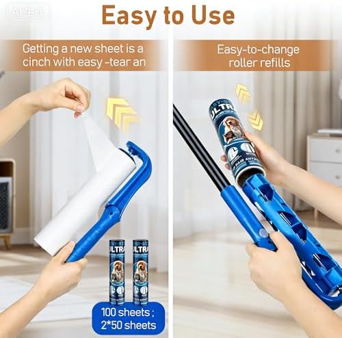 10" Large Lint Roller for Pet Hair Extra Sticky, Floor Lint Rollers Long Handle - Image 5