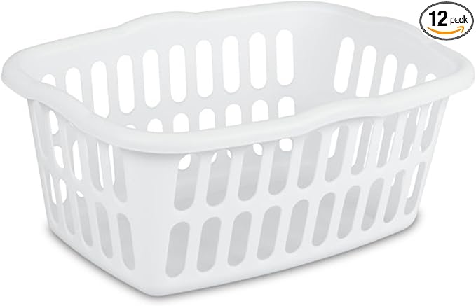 Sterilite 12-Pack Rectangular Laundry Basket, Plastic Clothes Hamper, 1.5 Bushel by Sterilite