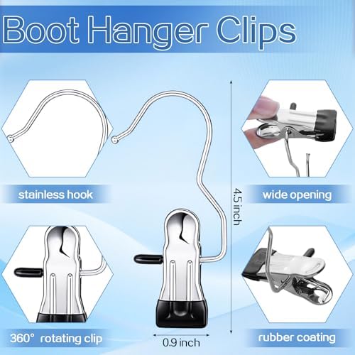 Moxweyeni 32 Pcs Hook 16 Boot Hanger Clips 16 S Hooks Non Slip Rubber Laundry - Image 2