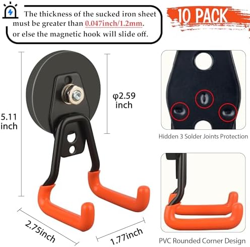 ULIBERMAGNET New Upgraded Heavy Duty Magnetic Garage Hooks, 10 Pack Strong - Image 2