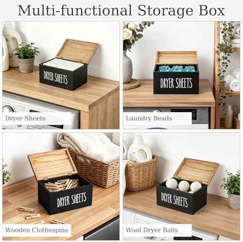 Dahey Dryer Sheet Holder, Laundry Wooden Container Holds 180 Sheets - Image 6