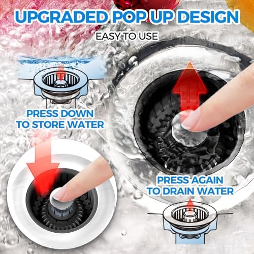 zaa 3 in 1 Kitchen Sink Drain Strainer Stopper Removable Basket Pop-Up - Image 3