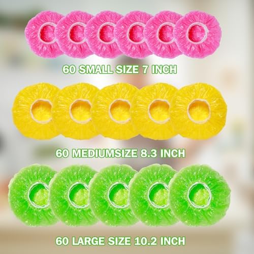 Mwellewm 180Pcs Elastic Bowl Covers Saran Wrap Plastic Reusable Food Covers - Image 3