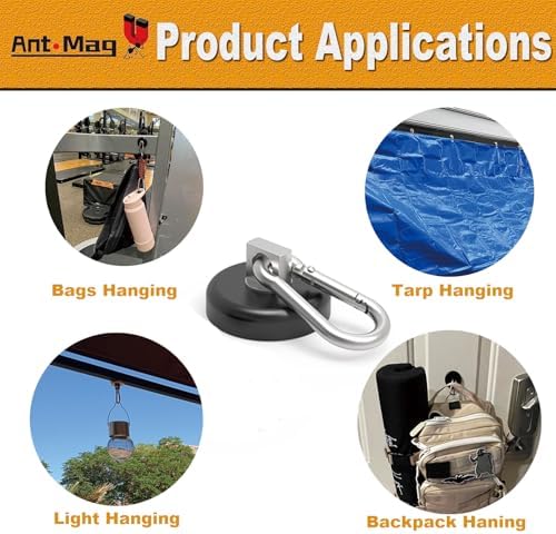 Ant Mag Magnetic Hooks Heavy Duty Neodymium, 140LBS Swiveling Carabiner - Image 5