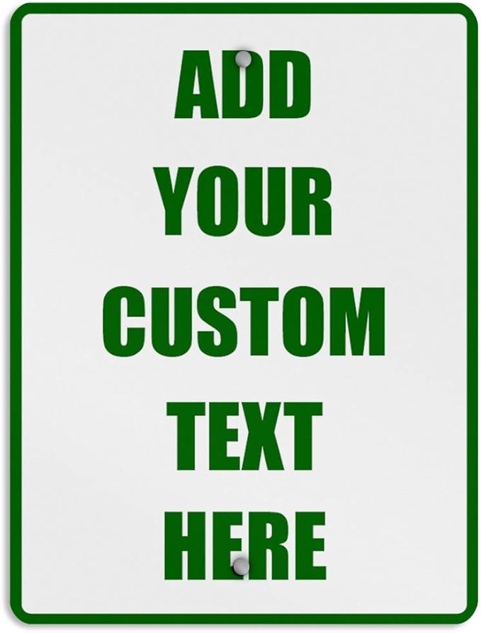 Aluminum Weatherproof Metal Sign Multiple Sizes Custom Personalized Text Here White Green Directions Vertical Street 18x24Inches