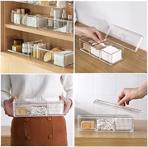 UTTH-DTTK Clear Cotton Ball and Swab Holder 3 Divided Compartments - Image 4
