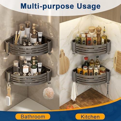 Corner Shower Caddy, Adhesive Shower Corner Organizer Shelves - Image 7