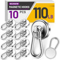 Heavy Duty Magnetic Hooks Silver, 110 lbs Magnets Hook, 10 Pack by Unknown