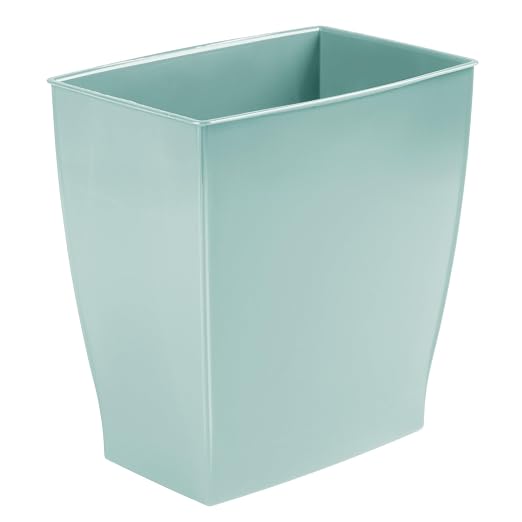 iDesign Small Plastic Bathroom Trash Can, Slim Rectangle Soft Aqua Blue | - Image 6