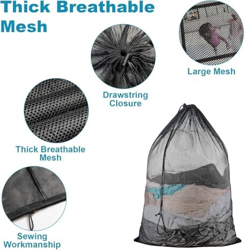 2 Pack Mesh Laundry Bags, 23 x 34 Inches Heavy Duty Mesh Laundry Bag, Large - Image 4