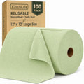 Microfiber Cleaning Cloth Roll, 100 Pack 12 x 12 Inch Tear Away Reusable Paper by OverDoorHooksKitchenSupplies