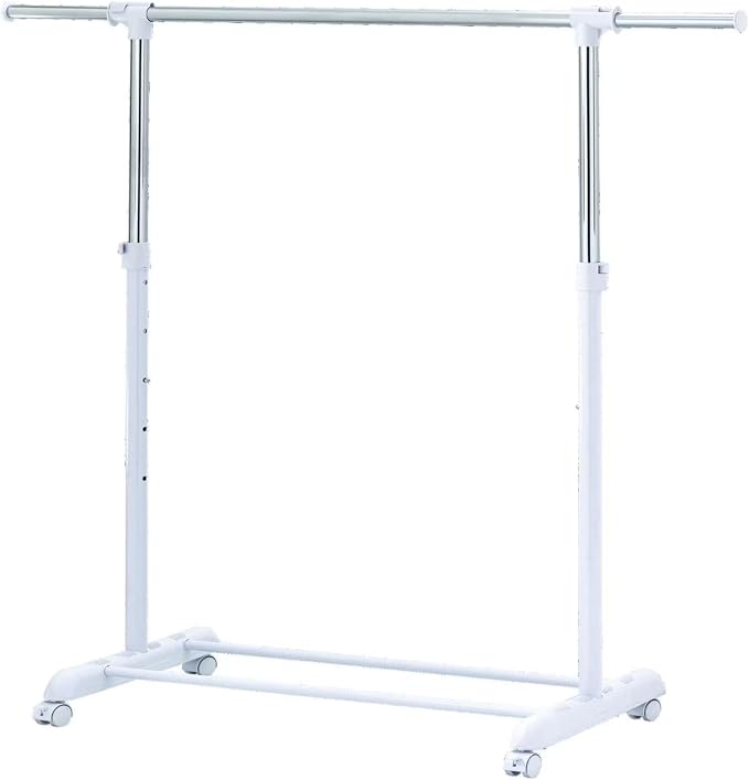 Adjustable Rolling Garment Rack 84-121cm Wide, Chrome White by Unknown