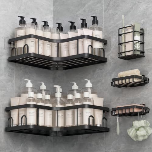 Veken Large Capacity Corner Shower Caddy 5-Pack, Advanced Rustproof Design by Veken