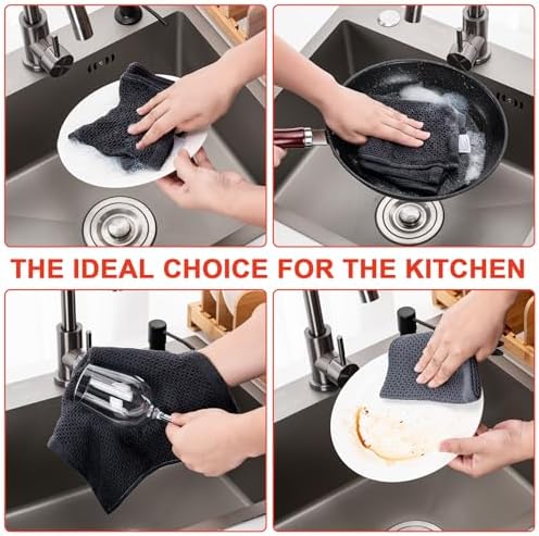 Kitchen Towels 8-Pack Kitchen Dish Cloths, 100% Cotton, 12x12 In - Image 5