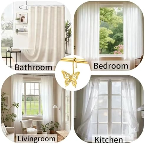 12PCS Decorative Shower Curtain Hooks, Metal Shower Curtain Rings, Rustproof - Image 7