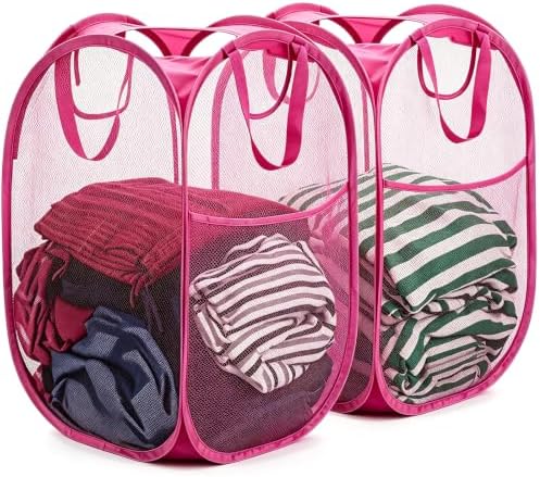 HOUSE AGAIN 2 Pcs Pop Up Laundry Hamper, Strong Mesh Laundry Baskets Collapsible by HOUSEAGAIN