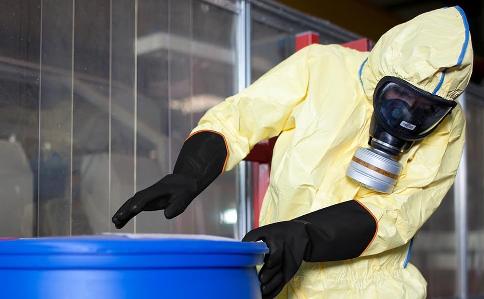 14" XL Size Latex Chemical Resistant Gloves, Reusable Heavy Duty Long Rubber - Image 4