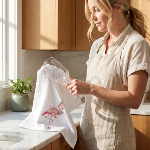 4 Pcs Funny Flamingo Kitchen Towels, Hot Pink Bird Reusable Dish Towels - Image 6