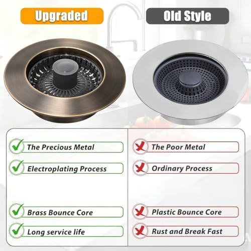 Anlige Kitchen Sink Drain Strainer, 3 in 1 Pop Up Kitchen Sink Stopper - Image 5
