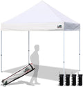 Eurmax USA 8'x8' Pop Up Canopy Tent Commercial Instant Canopies with Heavy Duty Roller Bag,Bonus 4 Sand Weights Bags (White)